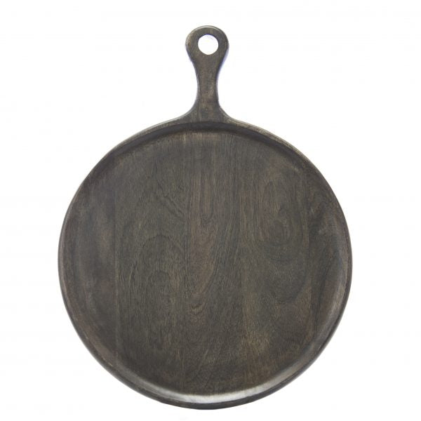 Round Serving Board With Handle - 250mm, Mangowood, Dark from Chef Inox. made out of Mangowood and sold in boxes of 1. Hospitality quality at wholesale price with The Flying Fork!