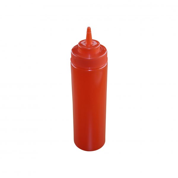 Wide Mouth Squeeze Bottle - 720ml, Red from Chef Inox. made out of Polypropylene and sold in boxes of 12. Hospitality quality at wholesale price with The Flying Fork!