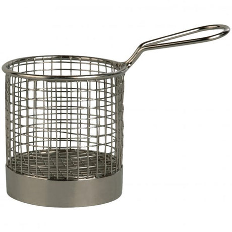 Round Serving Basket - 90mm, With Handle from Chef Inox. made out of Stainless Steel and sold in boxes of 6. Hospitality quality at wholesale price with The Flying Fork!