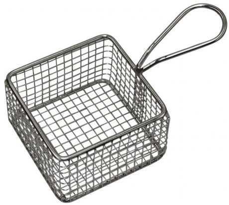 Square Serving Basket - 95x95mm, With Handle from Chef Inox. made out of Stainless Steel and sold in boxes of 6. Hospitality quality at wholesale price with The Flying Fork!