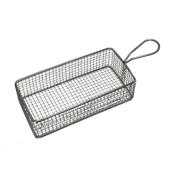 Rectangular Serving Basket - 220x100x60mm, With Long Handle from Chef Inox. made out of Stainless Steel and sold in boxes of 6. Hospitality quality at wholesale price with The Flying Fork!