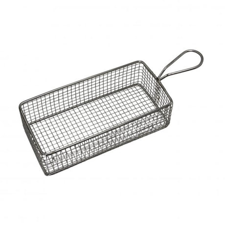 Rectangular Serving Basket - 220x100x60mm, With Long Handle from Chef Inox. made out of Stainless Steel and sold in boxes of 6. Hospitality quality at wholesale price with The Flying Fork!