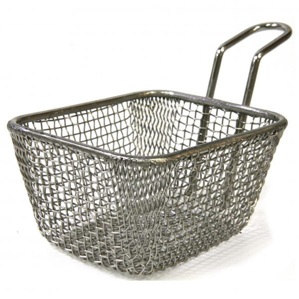 Rectangular Serving Basket - 100x90x6mm, With Long Handle from Chef Inox. made out of Stainless Steel and sold in boxes of 6. Hospitality quality at wholesale price with The Flying Fork!