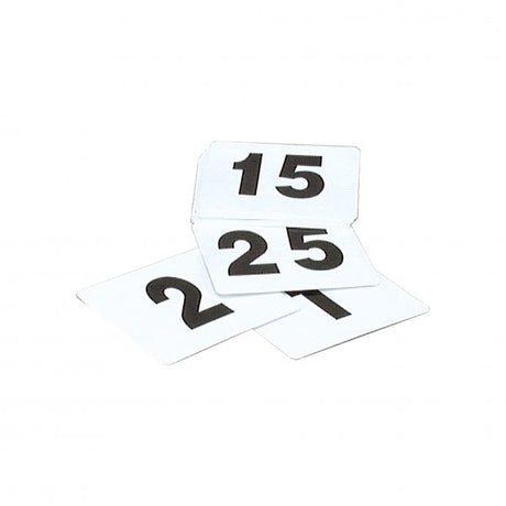 Table Number Set - 1-25, (Black On White) from tablekraft. made out of Plastic and sold in boxes of 1. Hospitality quality at wholesale price with The Flying Fork!
