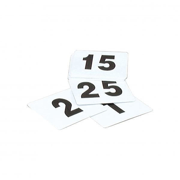 Table Number Set - 1-100, (Black On White) from tablekraft. made out of Plastic and sold in boxes of 1. Hospitality quality at wholesale price with The Flying Fork!