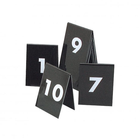Table Numbers - 75X55mm, 1-10, (White Text On Black) from tablekraft. made out of Plastic and sold in boxes of 1. Hospitality quality at wholesale price with The Flying Fork!