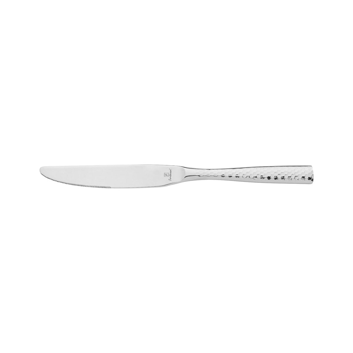 Table Knife - Solid Handle - Lucca Faceted from Fortessa. made out of Stainless Steel and sold in boxes of 12. Hospitality quality at wholesale price with The Flying Fork!