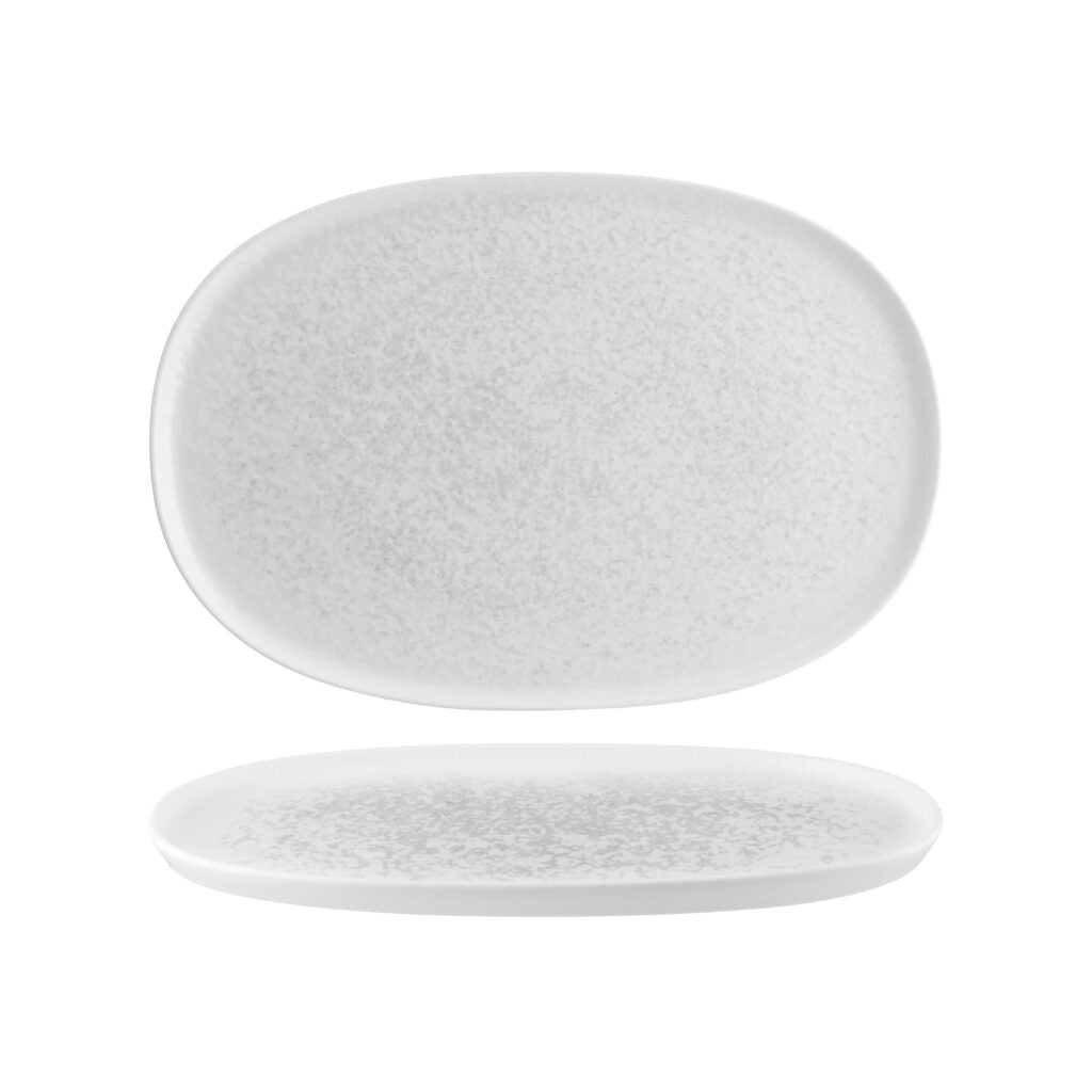 Oval Platter - White, 340x230x18mm from Bonna. Patterned, made out of Ceramic and sold in boxes of 6. Hospitality quality at wholesale price with The Flying Fork!