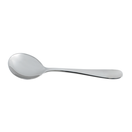 Soup Spoon - Cortina from Trenton. made out of Stainless Steel and sold in boxes of 12. Hospitality quality at wholesale price with The Flying Fork!