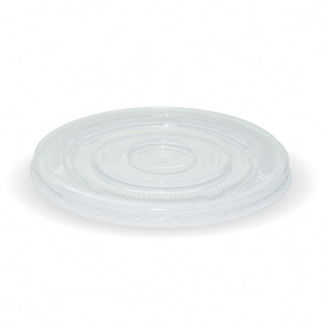 90mm PLA large lid - straw slot, clear from Biopak. Compostable, made out of PLA and sold in boxes of 1. Hospitality quality at wholesale price with The Flying Fork!