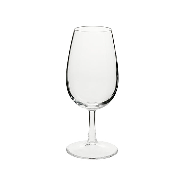 A small clear Wine Taster glass on a white background