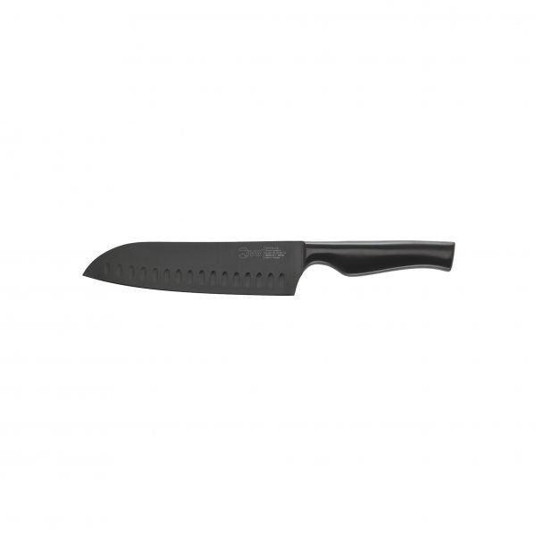 Granton Santoku Knife - 180mm, Virtu, Black from Ivo. made out of Stainless Steel and sold in boxes of 1. Hospitality quality at wholesale price with The Flying Fork!