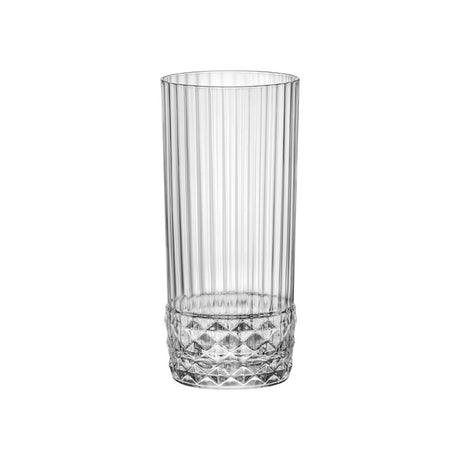 America 20's - High Ball 490Ml from Bormioli Rocco. Fine rim, made out of Glass and sold in boxes of 6. Hospitality quality at wholesale price with The Flying Fork!