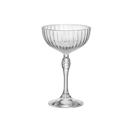 America 20's - Cocktail Coupe 220Ml from Bormioli Rocco. Fine rim, made out of Glass and sold in boxes of 6. Hospitality quality at wholesale price with The Flying Fork!