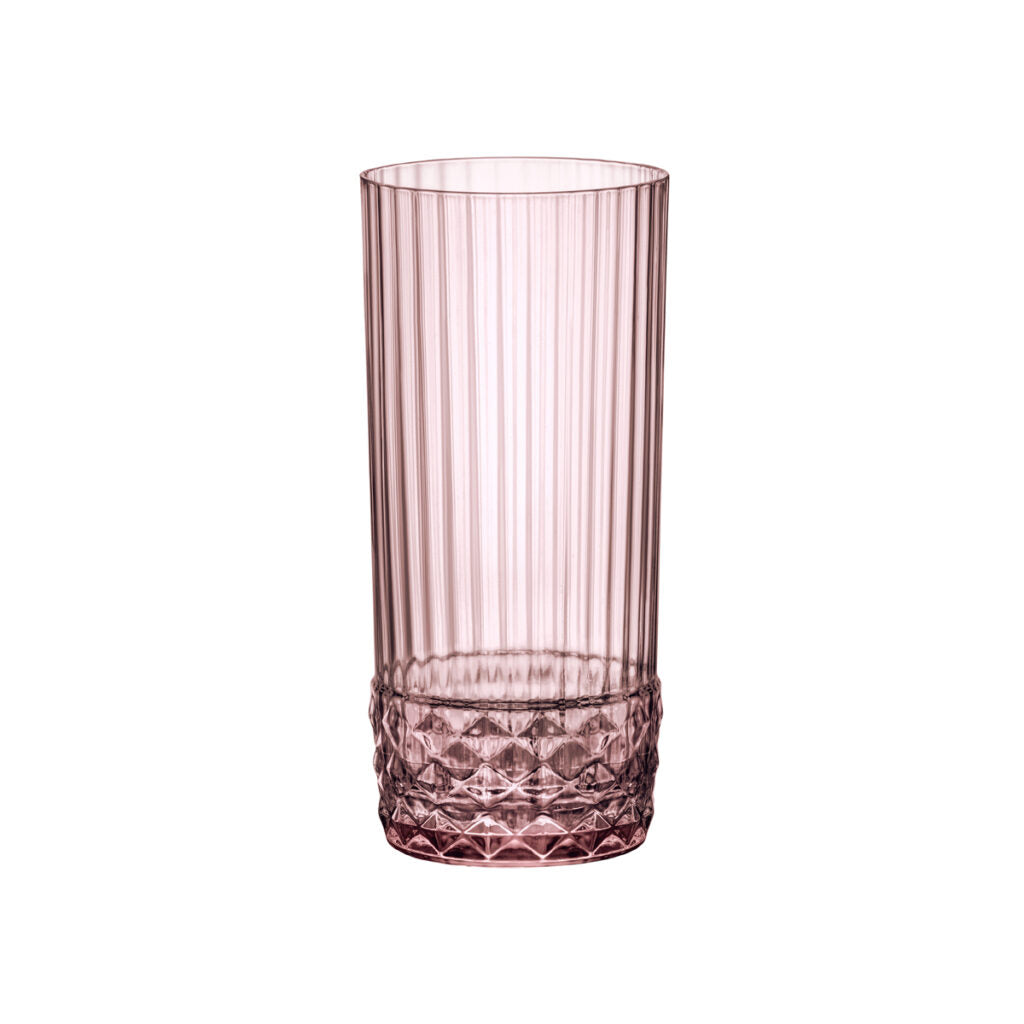 America 20's - Cooler 490Ml Lilac Rose from Bormioli Rocco. Fine rim, made out of Glass and sold in boxes of 6. Hospitality quality at wholesale price with The Flying Fork!