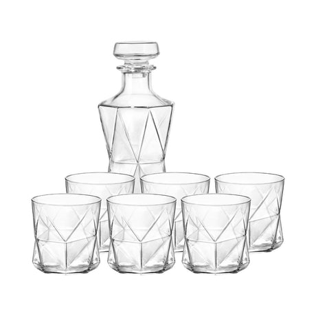Cassiopea- Decanter And Tumbler Set-7Pc from Bormioli Rocco. Packed in a gift box , made out of Glass and sold in boxes of 1. Hospitality quality at wholesale price with The Flying Fork!