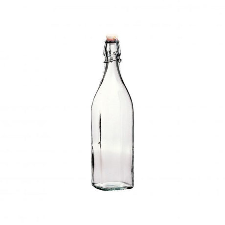 Swing Bottle - 1.0L, White Top from Bormioli Rocco. made out of Glass and sold in boxes of 6. Hospitality quality at wholesale price with The Flying Fork!