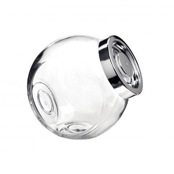Pandora Jar with Chrome Lid - from Bormioli Rocco. made out of Glass and sold in boxes of 6. Hospitality quality at wholesale price with The Flying Fork!