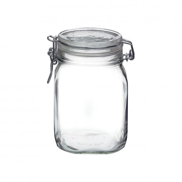 Fido Jar with Clear Lid - 1.11L from Bormioli Rocco. made out of Glass and sold in boxes of 12. Hospitality quality at wholesale price with The Flying Fork!