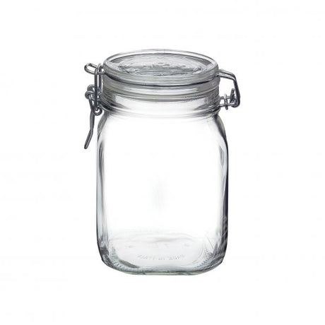Fido Jar with Clear Lid - 1.11L from Bormioli Rocco. made out of Glass and sold in boxes of 12. Hospitality quality at wholesale price with The Flying Fork!