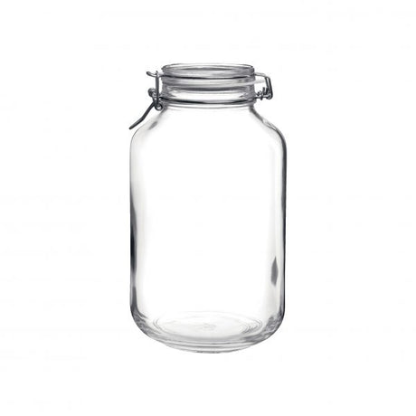 Fido Jar with Clear Lid - 4.06L from Bormioli Rocco. made out of Glass and sold in boxes of 6. Hospitality quality at wholesale price with The Flying Fork!