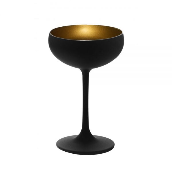 Champagne Coupe - 230ml, Olympic, Matt Black-Gold from Stolzle. made out of Glass and sold in boxes of 24. Hospitality quality at wholesale price with The Flying Fork!