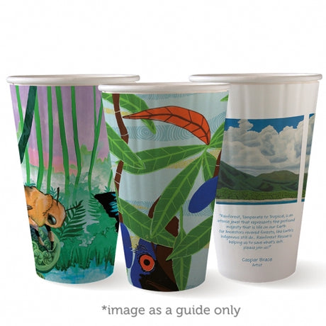 Biocup Double Wall - Art Series, 16oz (Box of 600) from BioPak. Compostable, made out of Paper and Bioplastic and sold in boxes of 1. Hospitality quality at wholesale price with The Flying Fork!