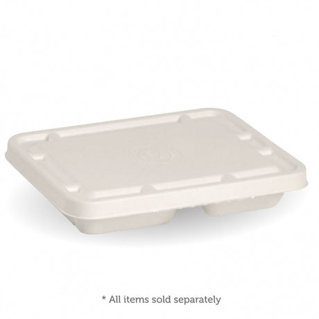 2 and 3 compartment sugarcane lid - white - Carton of 500 units