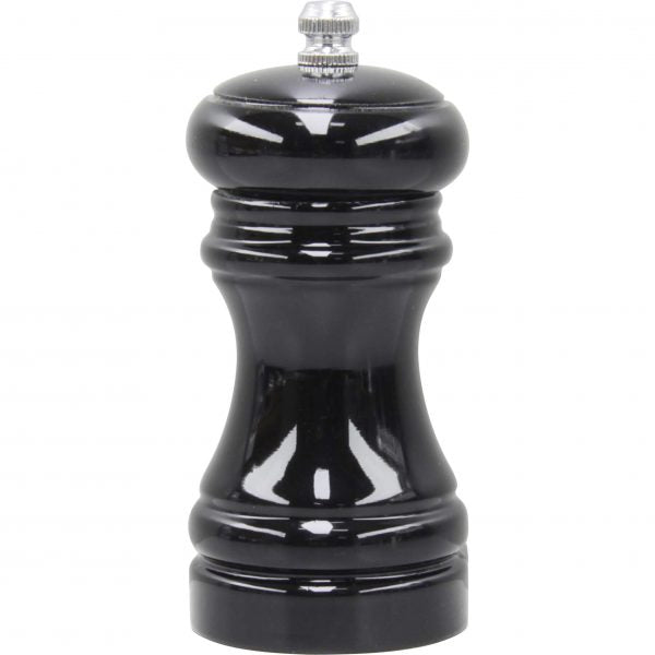Salt-Pepper Mill - 115mm, Caf, Black Wood Ceramic from Chef Inox. made out of Wood and sold in boxes of 1. Hospitality quality at wholesale price with The Flying Fork!