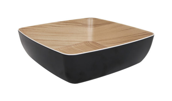 Echo Square Bowl - 250x250x75mm, Black-Birch from Zicco. made out of Melamine and sold in boxes of 1. Hospitality quality at wholesale price with The Flying Fork!