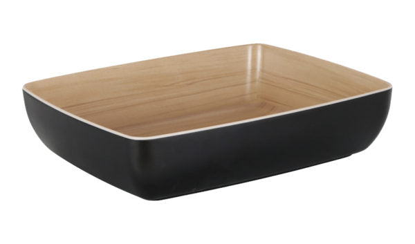Echo Rectangular Bowl - 325x265x75mm, Black-Birch from Zicco. made out of Melamine and sold in boxes of 1. Hospitality quality at wholesale price with The Flying Fork!