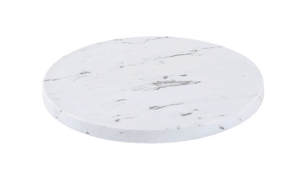 Round Board - 285x18mm, Form, White Marble Effect from Zicco. made out of Melamine and sold in boxes of 1. Hospitality quality at wholesale price with The Flying Fork!