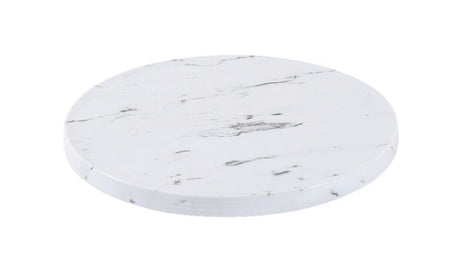 Round Board - 285x18mm, Form, White Marble Effect from Zicco. made out of Melamine and sold in boxes of 1. Hospitality quality at wholesale price with The Flying Fork!