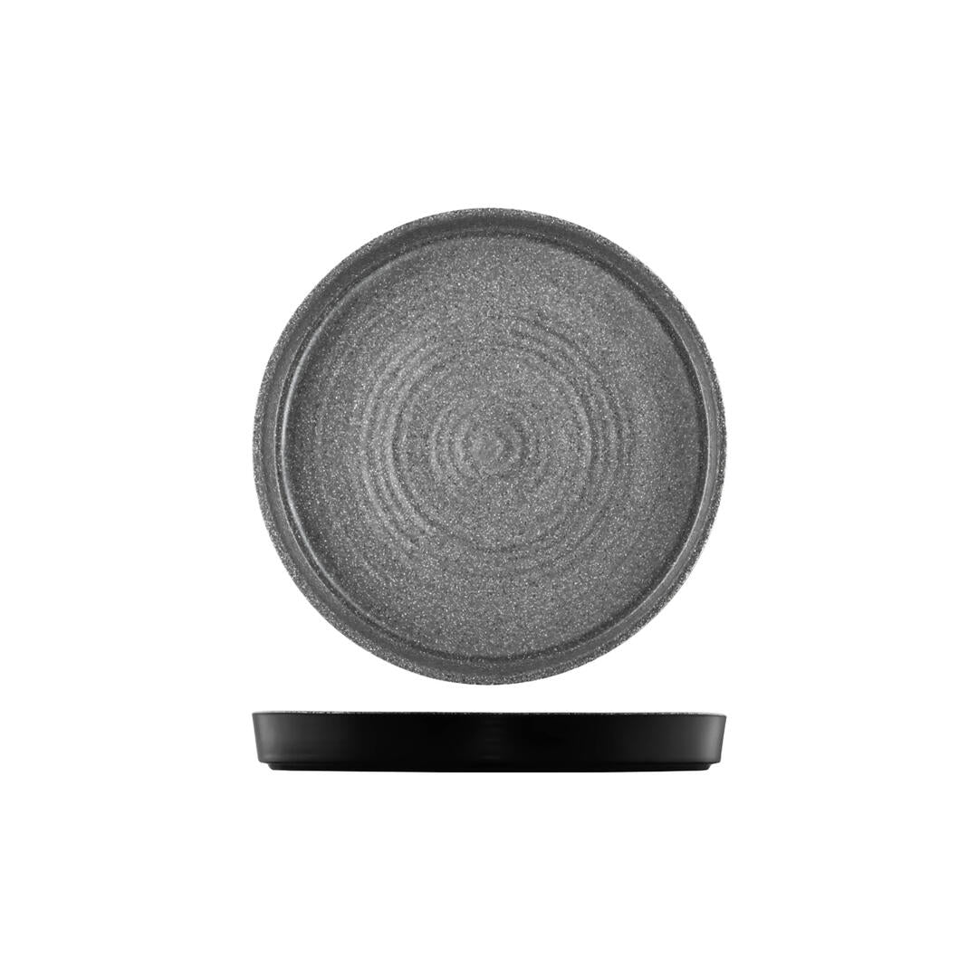 Round Platterstone - 305 x 40mm, Infuse, Grey-Black from Cheforward. Sold in boxes of 2. Hospitality quality at wholesale price with The Flying Fork!