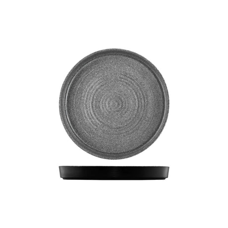 Round Platterstone - 305 x 40mm, Infuse, Grey-Black from Cheforward. Sold in boxes of 2. Hospitality quality at wholesale price with The Flying Fork!