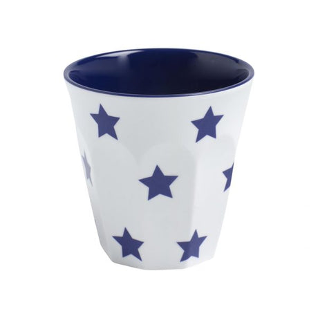 Espresso Cup - with Navy Blue Stars, 200ml, White from Jab. made out of Melamine and sold in boxes of 12. Hospitality quality at wholesale price with The Flying Fork!