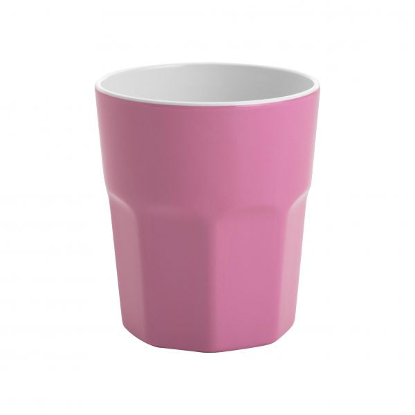 Tumbler - 100mm, 410ml, Gelato, Hot Pink-White from Jab. made out of Melamine and sold in boxes of 12. Hospitality quality at wholesale price with The Flying Fork!