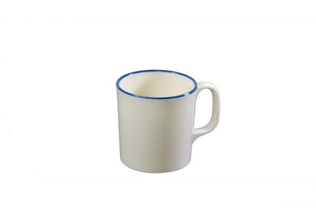 Mug - 80x85mm, Vintage Cream with Blue Rim from Jab. made out of Melamine and sold in boxes of 6. Hospitality quality at wholesale price with The Flying Fork!