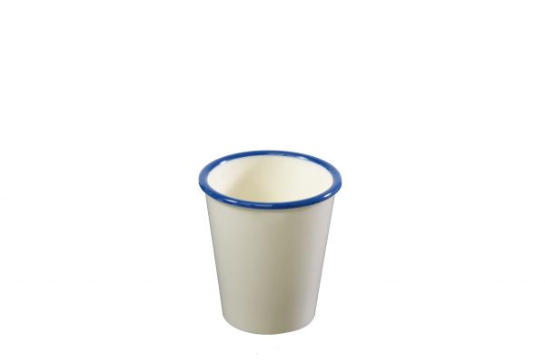 Tumbler - 80x90mm, Vintage Cream with Blue Rim from Jab. made out of Melamine and sold in boxes of 6. Hospitality quality at wholesale price with The Flying Fork!