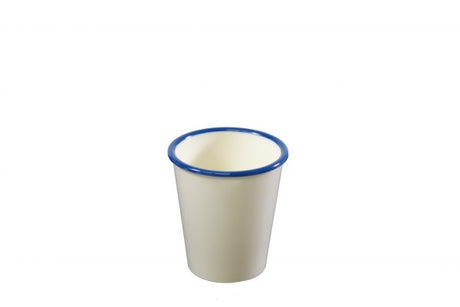 Tumbler - 80x90mm, Vintage Cream with Blue Rim from Jab. made out of Melamine and sold in boxes of 6. Hospitality quality at wholesale price with The Flying Fork!