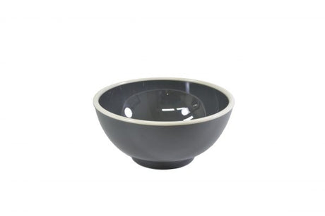 Round Bowl - 125x60mm, Vintage Grey with White Rim from Jab. Unbreakable, made out of Melamine and sold in boxes of 6. Hospitality quality at wholesale price with The Flying Fork!