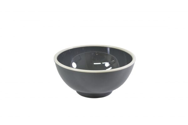 Round Bowl - 125x60mm, Vintage Grey with White Rim from Jab. Unbreakable, made out of Melamine and sold in boxes of 6. Hospitality quality at wholesale price with The Flying Fork!