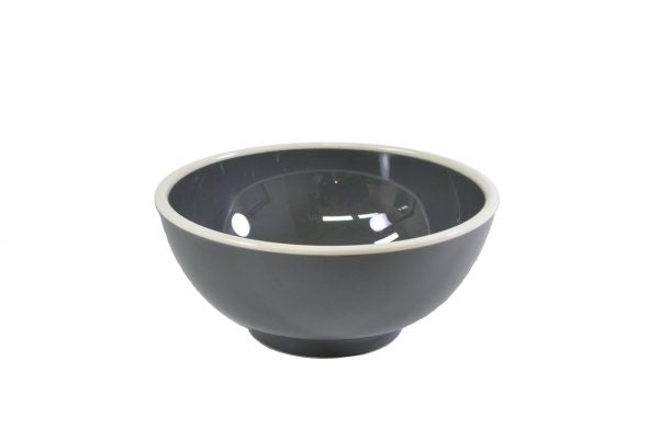 Round Bowl - 150x70mm, Vintage Grey with White Rim from Jab. Unbreakable, made out of Melamine and sold in boxes of 6. Hospitality quality at wholesale price with The Flying Fork!