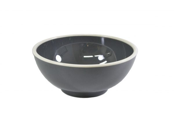 Round Bowl - 175x80mm, Vintage Grey with White Rim from Jab. Unbreakable, made out of Melamine and sold in boxes of 6. Hospitality quality at wholesale price with The Flying Fork!