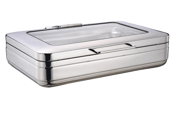 Rectangular Induction Chafer With Glass Lid, 18-8, 1-1 Size from Chef Inox. made out of Stainless Steel and sold in boxes of 1. Hospitality quality at wholesale price with The Flying Fork!