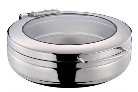 Round Large Induction Chafer With Glass Lid from Chef Inox. made out of Stainless Steel and sold in boxes of 1. Hospitality quality at wholesale price with The Flying Fork!