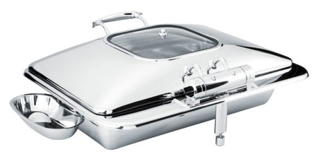 Rectangular Deluxe Chafer With Glass Lid, Stainless Steel, 1-1 Size from Chef Inox. made out of Stainless Steel and sold in boxes of 1. Hospitality quality at wholesale price with The Flying Fork!