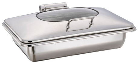 Rectangular Ultra Chafer With Glass Lid, Stainless Steel, 1-1 Size from Chef Inox. made out of Stainless Steel and sold in boxes of 1. Hospitality quality at wholesale price with The Flying Fork!