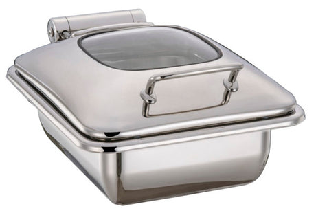 Rectangular Ultra Chafer With Glass Lid, Stainless Steel, 1-2 Size from Chef Inox. made out of Stainless Steel and sold in boxes of 1. Hospitality quality at wholesale price with The Flying Fork!