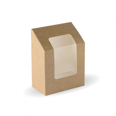 Wrap wedge box with window - 123 x 72 x79mm - Box of 600 from BioPak. Compostable, made out of FSC�� certified paper and sold in boxes of 1. Hospitality quality at wholesale price with The Flying Fork!